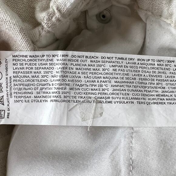 MNG Casual 100% Linen Striped Paperbag Shorts Cream Womens Small - Picture 6 of 6